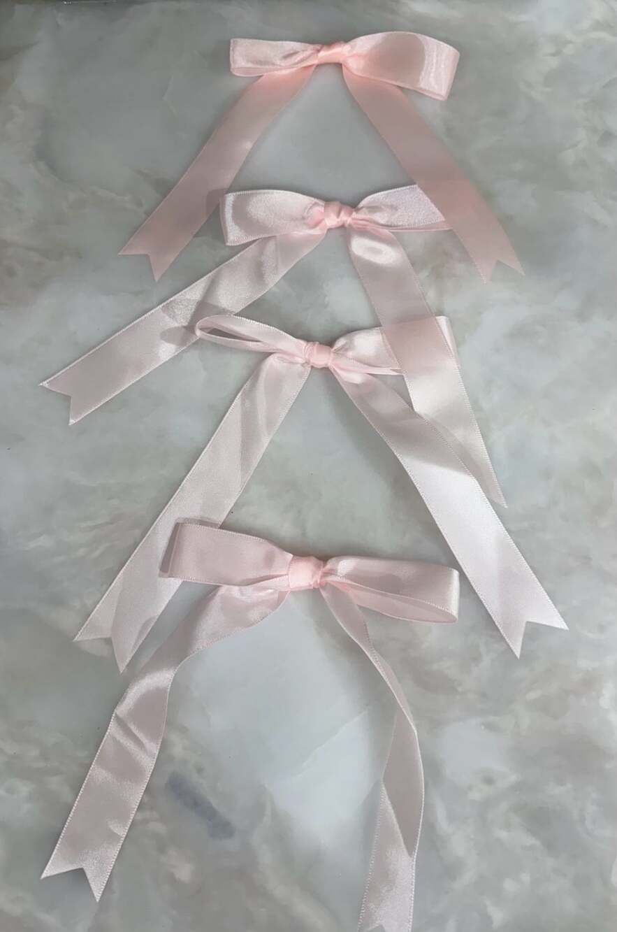 Pink Satin Ribbon Bows Set Of 4